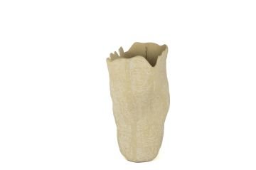 Krem Alçı Görünümlü Vazo 31x31cm