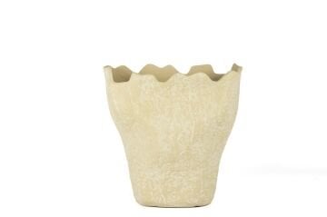 Krem Alçı Görünümlü Vazo 31x31cm
