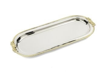 Gümüş Gold İşlemeli Tepsi 40x16cm