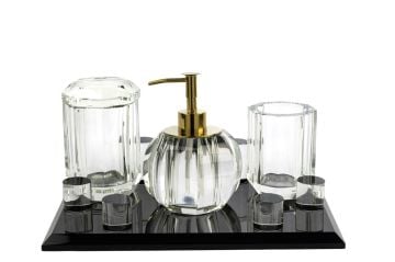 Siyah Clear 4 Parça Banyo Seti 30x21cm