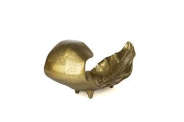 Gold Kavisli Dekoratif Yaprak Tabak 33x17cm