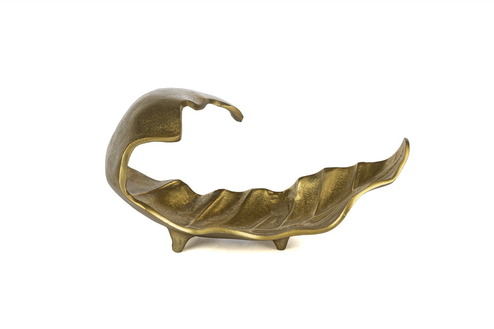 Gold Kavisli Dekoratif Yaprak Tabak 33x17cm
