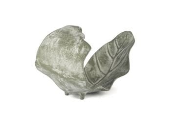 Yeşil Eskitme Dekoratif Kavisli Yaprak Tabak 45x23cm