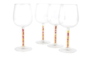 Flower Cam 4lü Kırmızı Şarap Kadehi 450ml