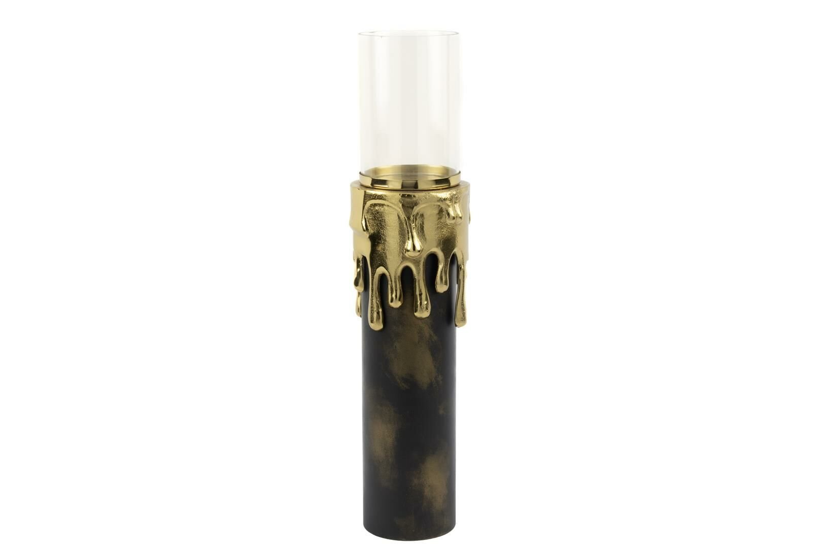 Antik Gold Siyah Camlı Mumluk 13x52cm