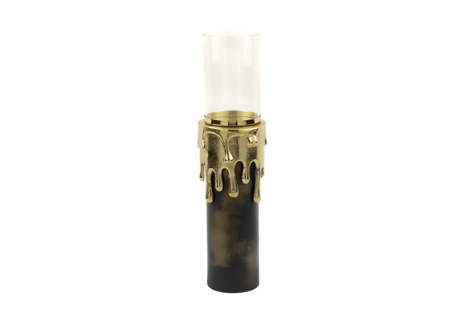 Antik Gold Siyah Camlı Mumluk 12x48cm