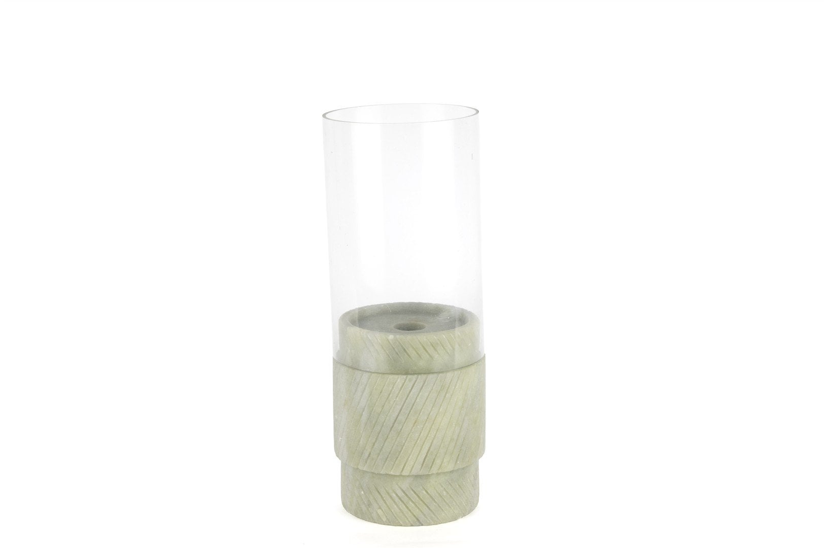 Yeşil Mermer Cam Mumluk 10x27cm