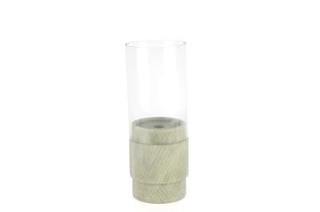 Yeşil Mermer Cam Mumluk 10x27cm