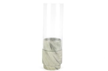 Yeşil Mermer Cam Mumluk 10x35cm