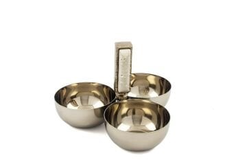 Bronz Traverten Mermer Taşlı 3lü Çerezlik 21x15cm