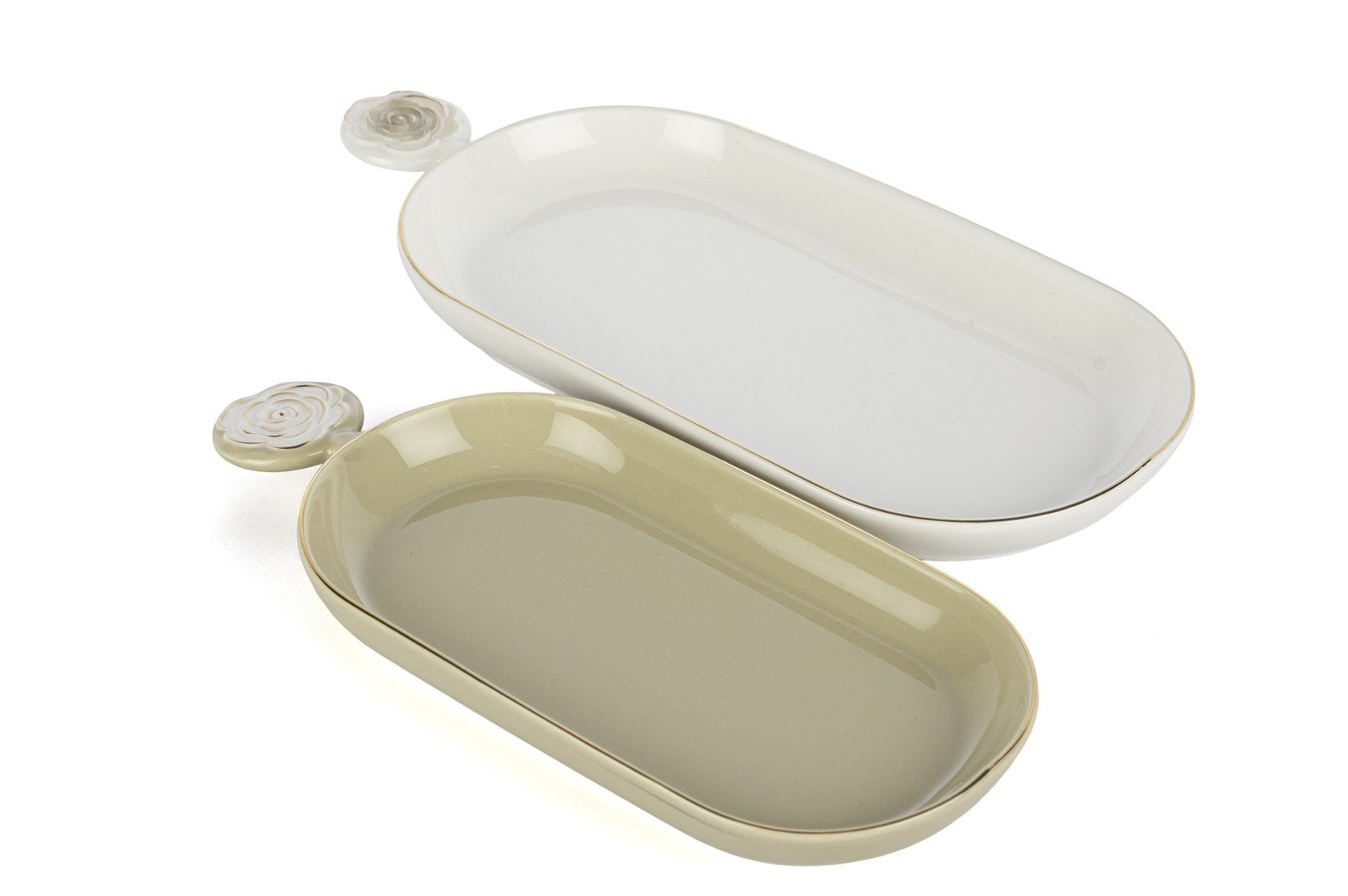 Rosaria Krem Beyaz 2li Oval Tabak 30x14-26x11cm