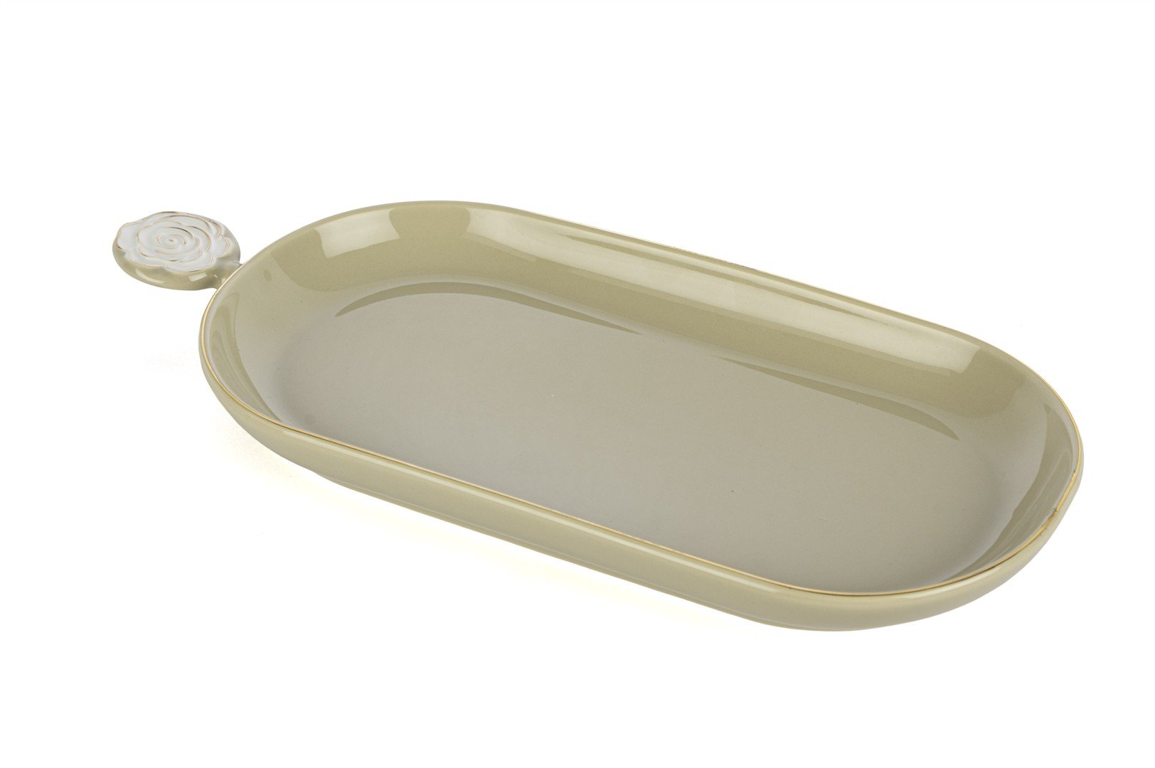Rosaria Krem Oval Tabak 35x16cm