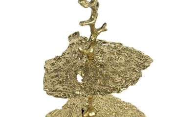 Gold İstiridyeli 2Katlı Sunum Standı 30x26x53cm