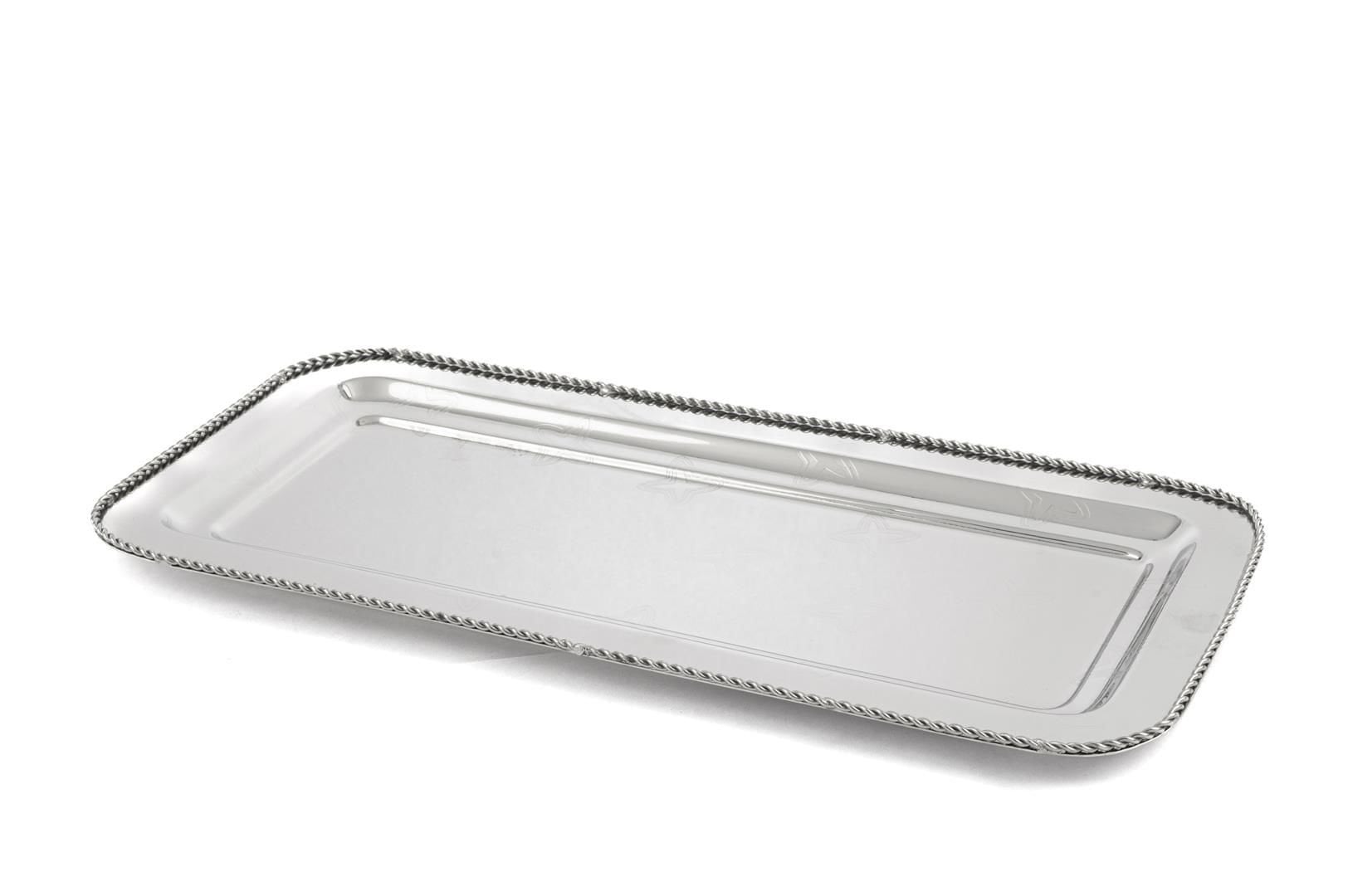 Mary Gümüş Metal Dik Tepsi 38x18cm