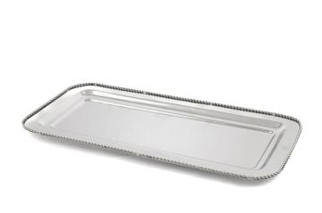 Mary Gümüş Metal Dik Tepsi 38x18cm