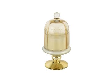 Gold Amber Kapaklı Cam Mum Espresso Martini 8x16cm