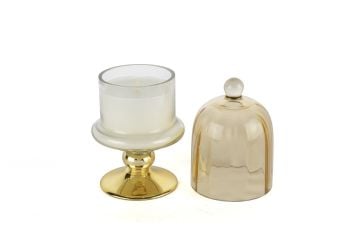 Gold Amber Kapaklı Cam Mum Espresso Martini 8x16cm