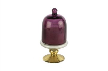 Gold Bordo Kapaklı Cam Mum White Fig and Amber 8x16cm