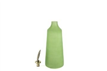 Yeşil Mat Cam Antik Kapaklı Cam Obje 16x46cm