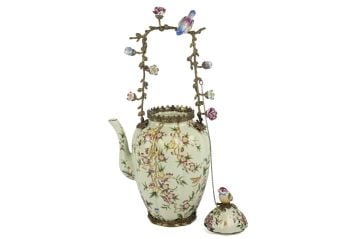 Yeşil Kuş Saplı Dekoratif Çaydanlık 23x45cm