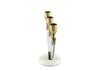 Gold 3lü Cam Şamdan 20x8x17cm