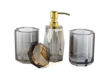 Füme Amber Kapaklı Banyo Seti