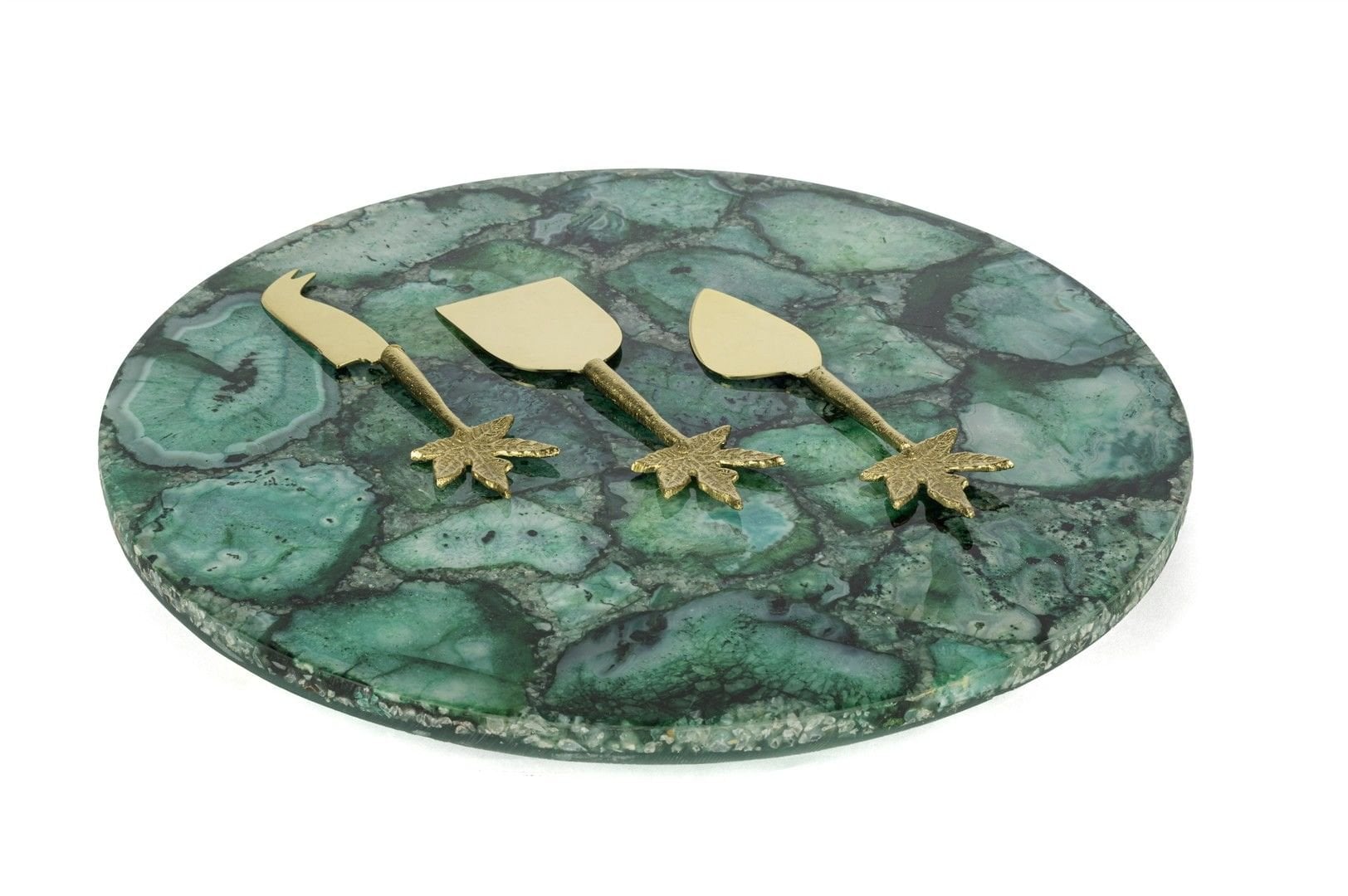 Yeşil Mermer Gold Peynir Sunum Seti 36cm