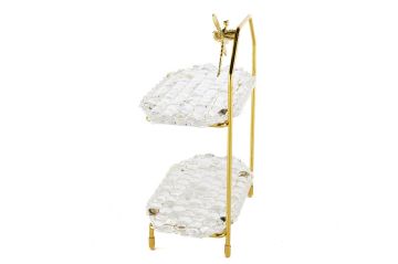 Gold 2 Katlı Cam Servis 22x11x26cm