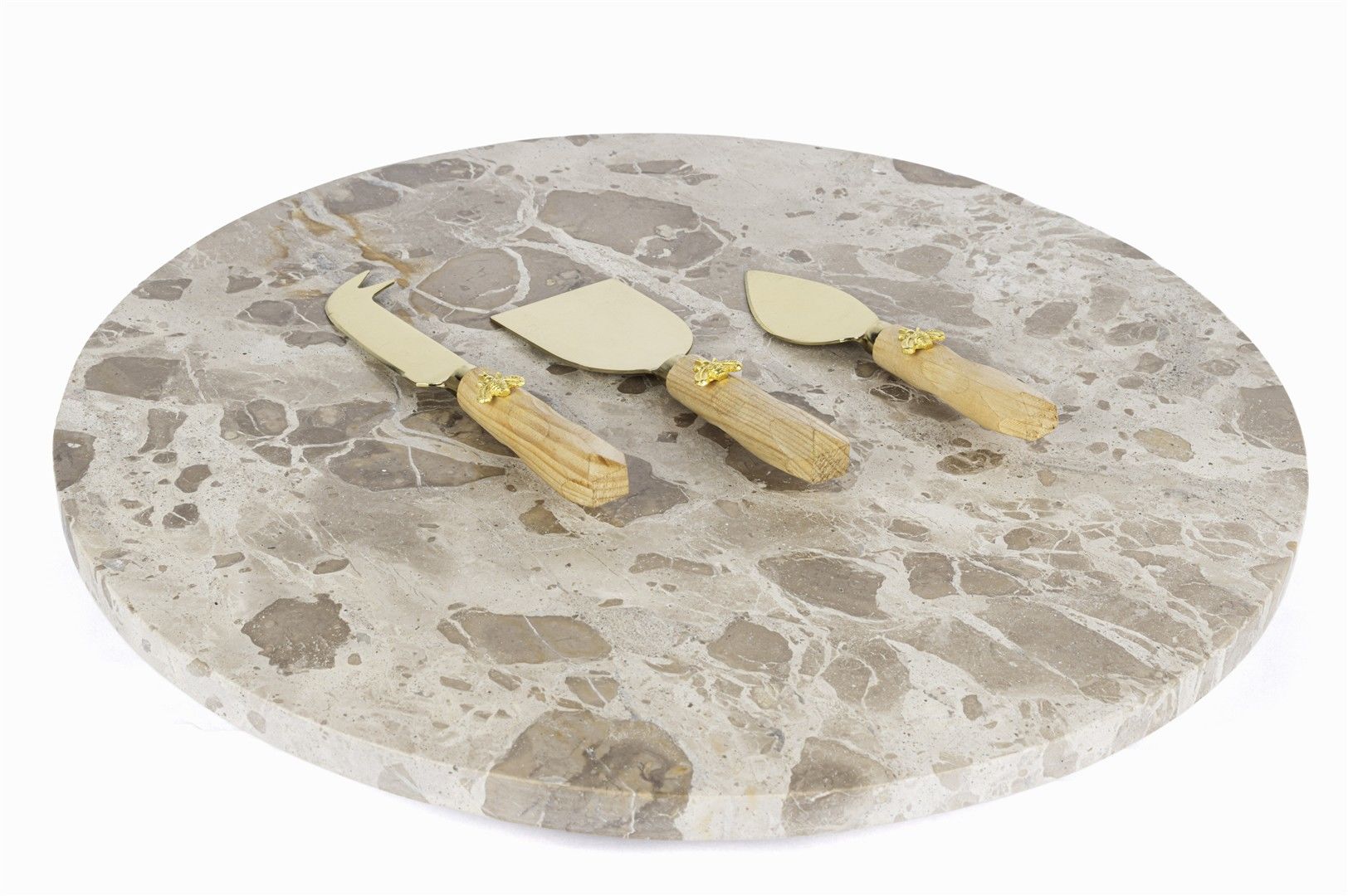 Krem Gold Mermer Peynir Sunum Seti 41cm
