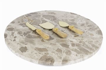 Krem Gold Mermer Peynir Sunum Seti 41cm
