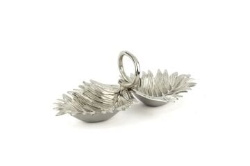 Antik Silver 2 Yaprak Çerezlik 16x33x12cm