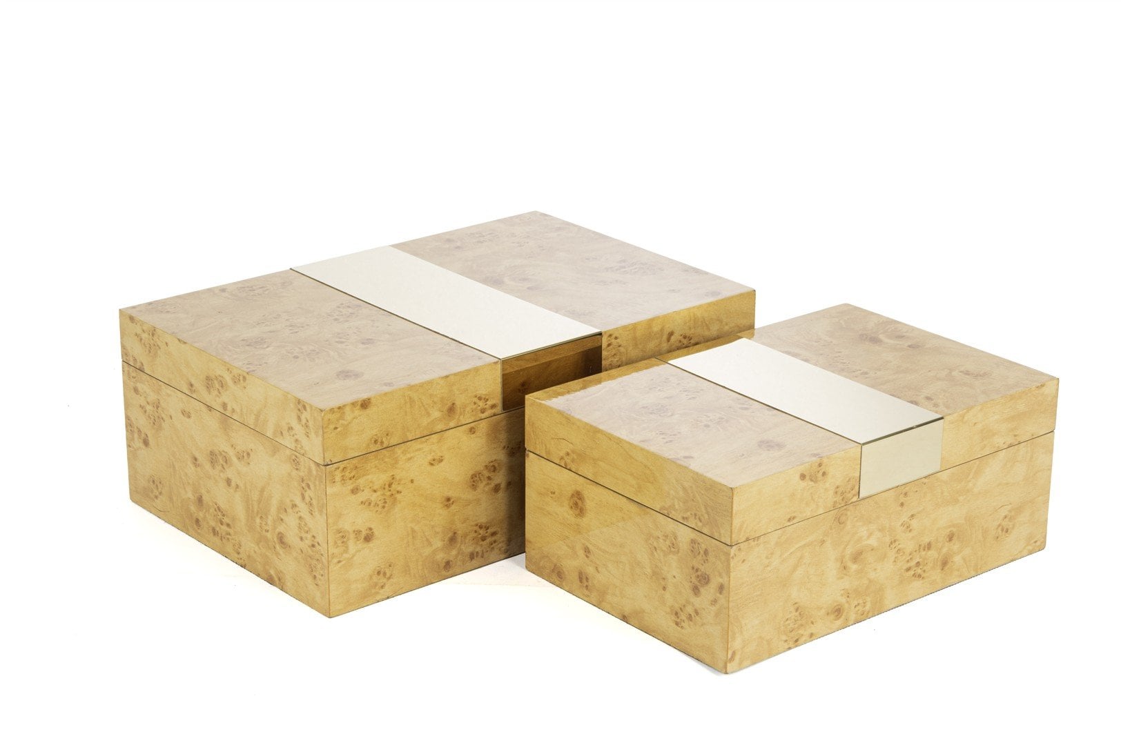 2 li Krem Ahşap Dekoratif Kutu 24x16x10cm 30x20x12cm
