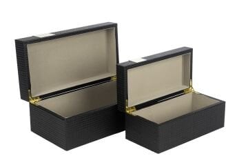 2 li Siyah Gold Dekoratif Kutu 24x12x1cm 30x16x12cm