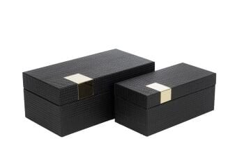 2 li Siyah Gold Dekoratif Kutu 24x12x1cm 30x16x12cm