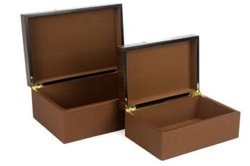 2 li Ahşap Gold Dekoratif Kutu 24x16x10cm 30x20x12cm