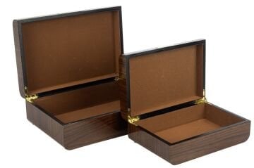 2 li Ahşap Gold Dekoratif Kutu 24x16x8cm30x20x10cm