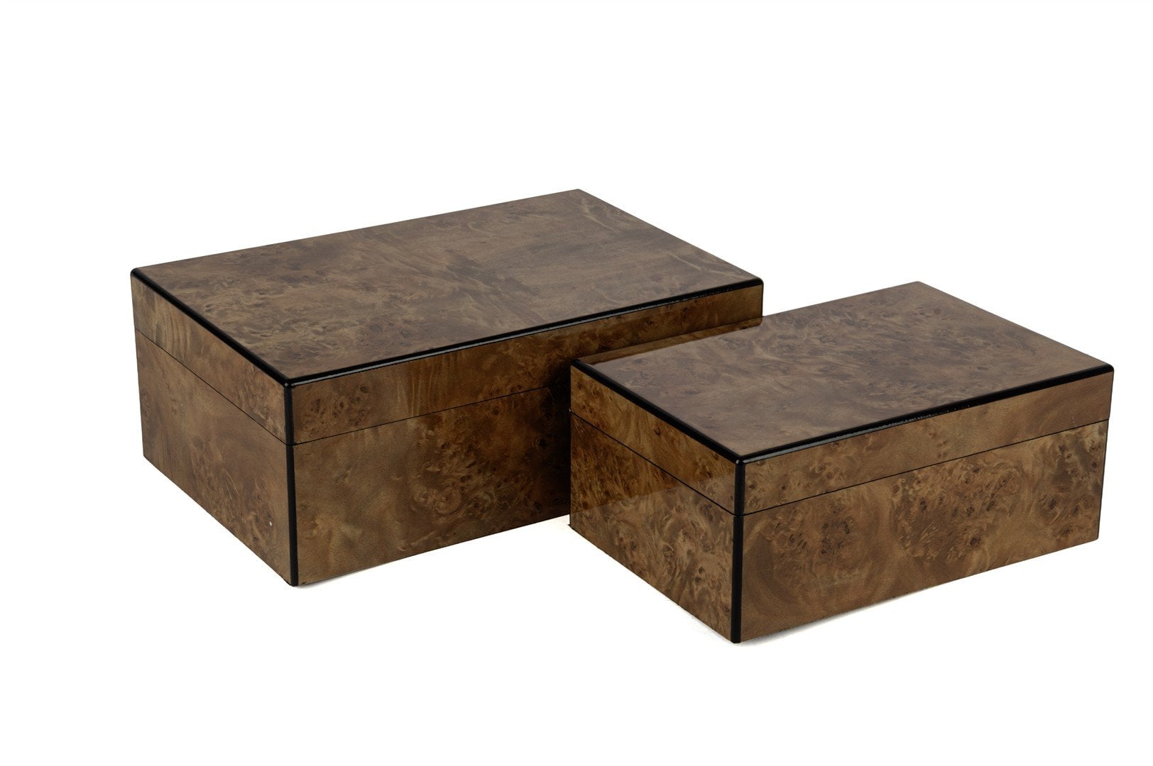 2 li Siyah Şeritli Kahve Dekoratif Kutu 24x16x10cm30x20x12cm