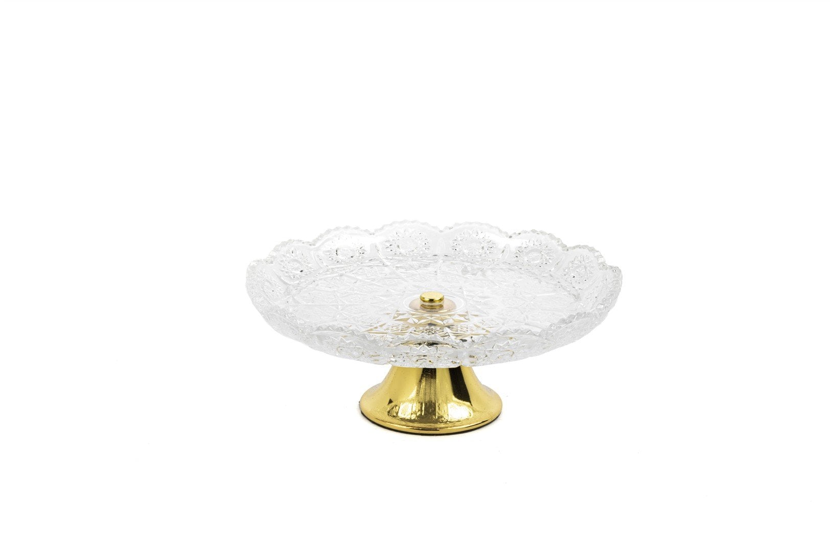 Gold Ayaklı Yuvarlak Cam Kurabiyelik 18x7cm