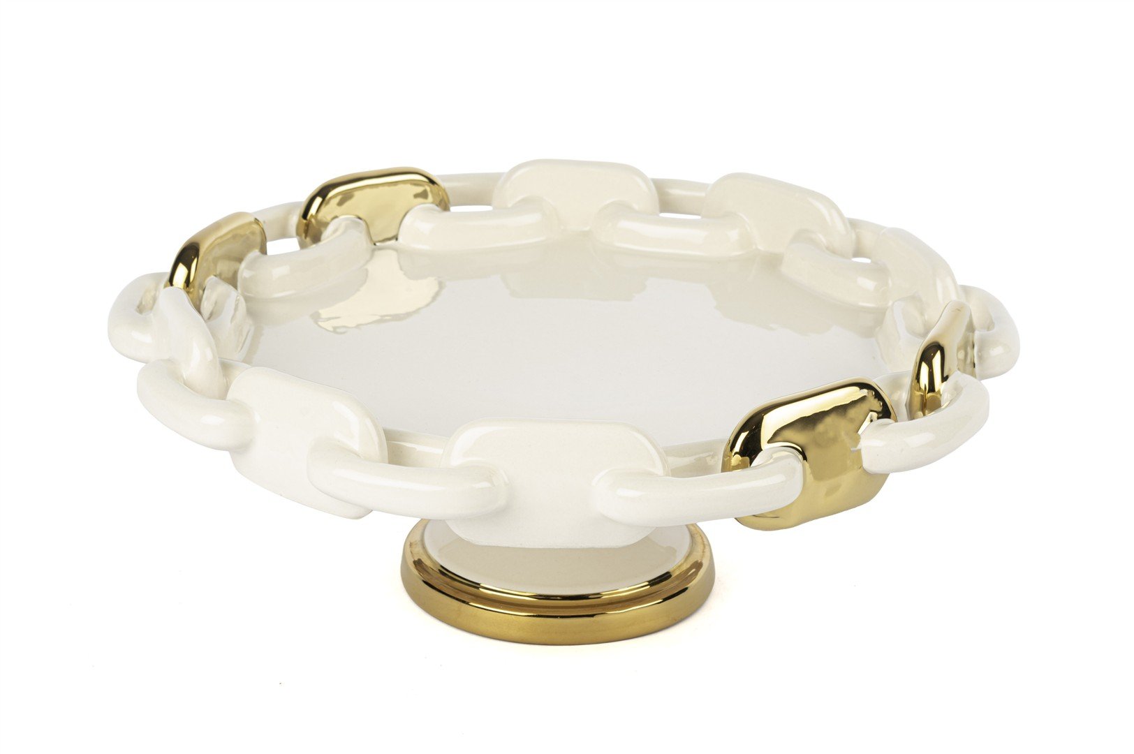 Krem Gold Zincir Ayaklı Servis 33x13cm