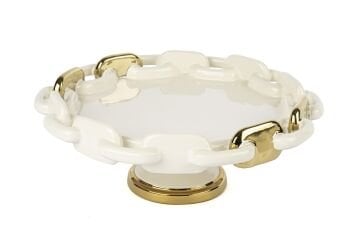 Krem Gold Zincir Ayaklı Servis 33x13cm