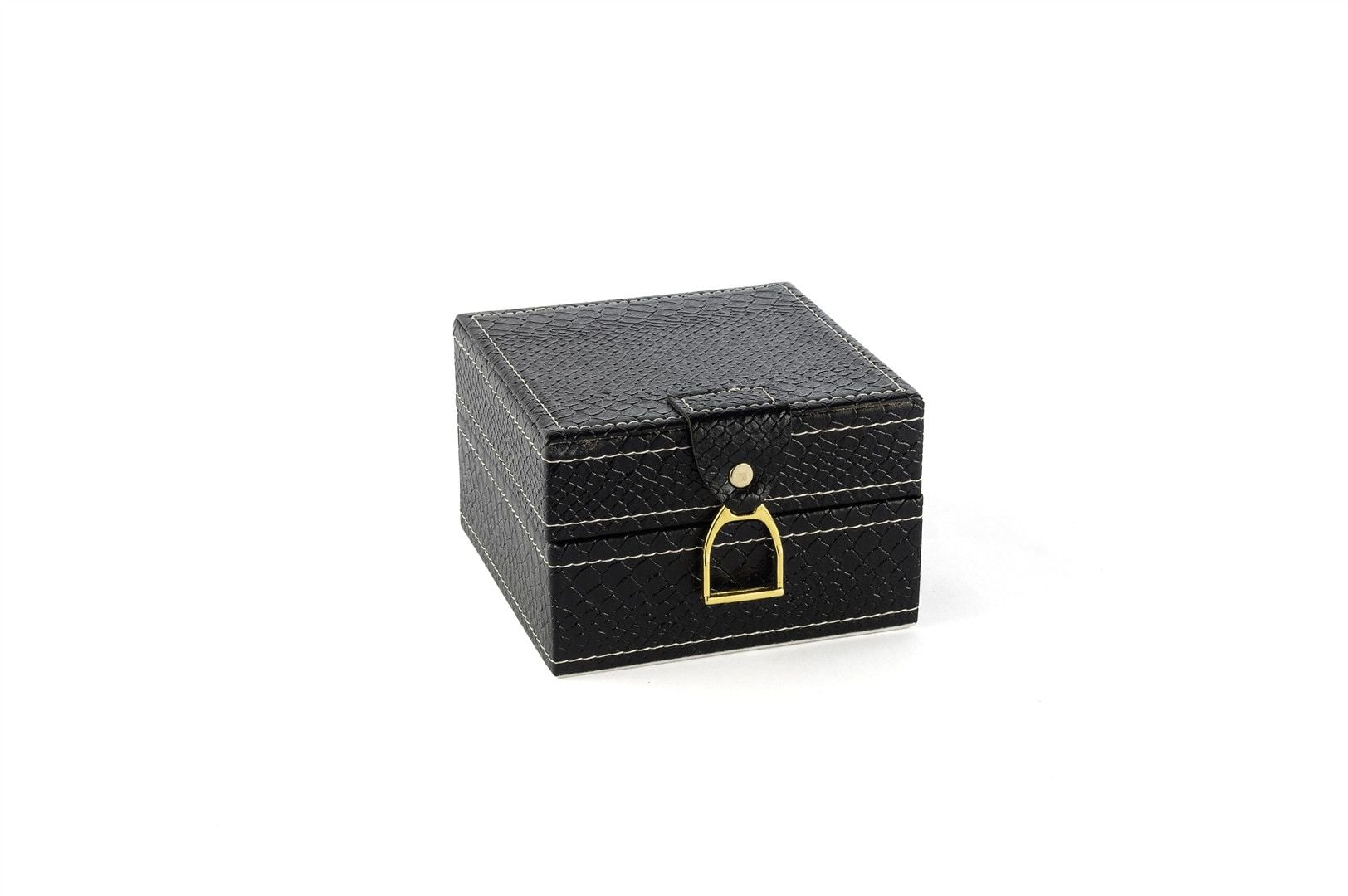 Siyah Gold Kulplu Deri Kutu 12x12x8cm