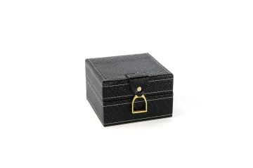 Siyah Gold Kulplu Deri Kutu 12x12x8cm