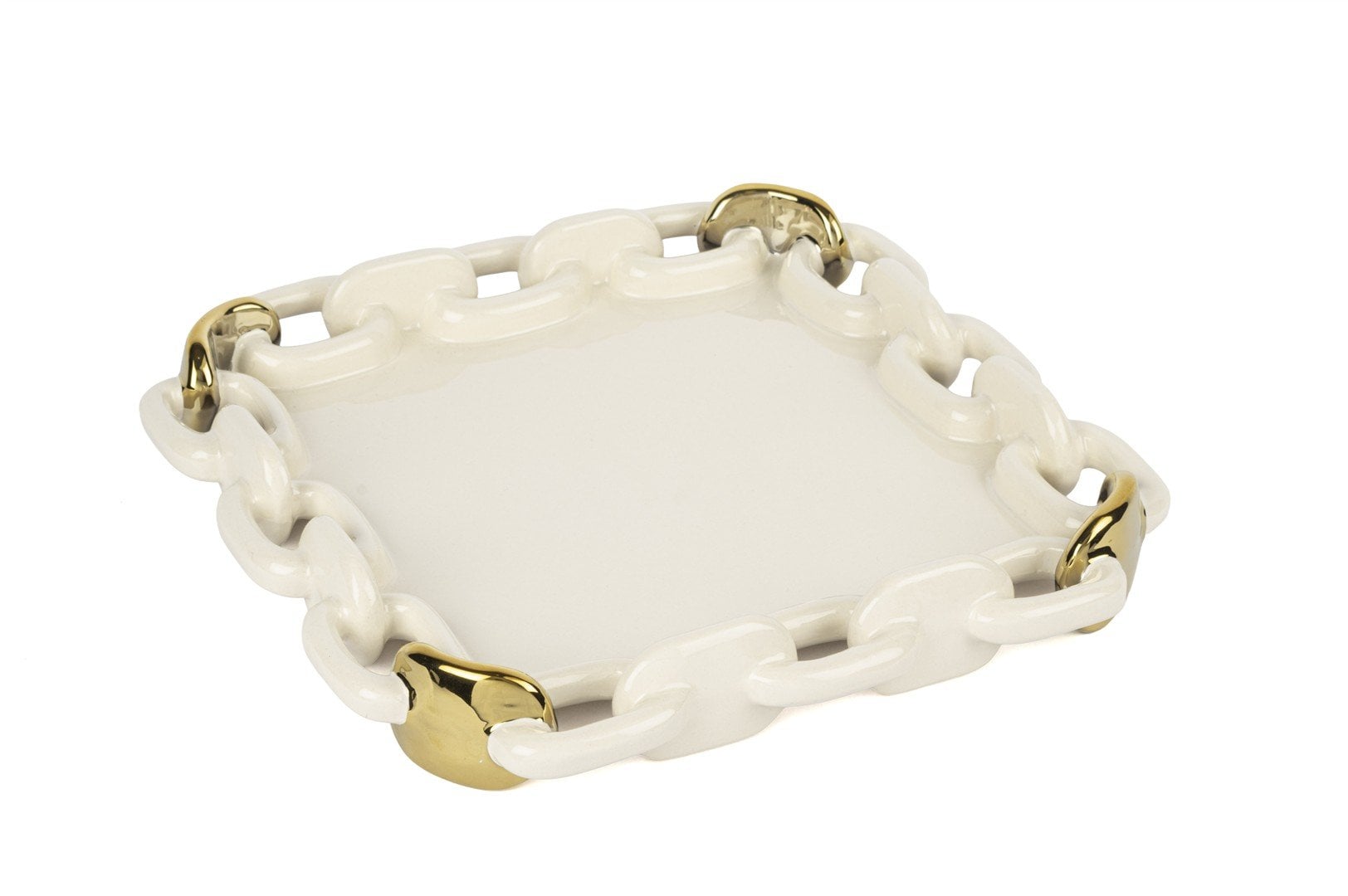 Krem Gold Kare Zincir Servis 30cm
