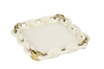 Krem Gold Kare Zincir Servis 30cm