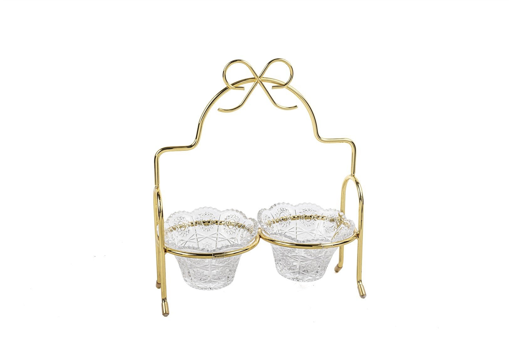 Gold Fiyonk Kulplu 2li Çerezlik Standı 24x29cm