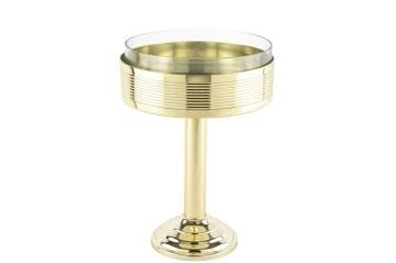 Gold Cam Ayaklı Meyve Kasesi 21x30cm