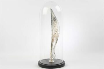 Gold Kristal Yaprak Kurbağa Fanus 41x16cm