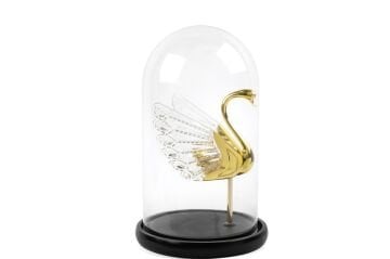 Gold Kristal Kuğu Fanus 22x38cm