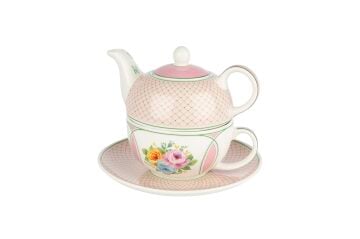 Roselle Pembe Tek Kişilik Demlik Fincan