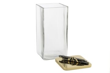 Gold Kapaklı Cam Kavanoz 20x11cm